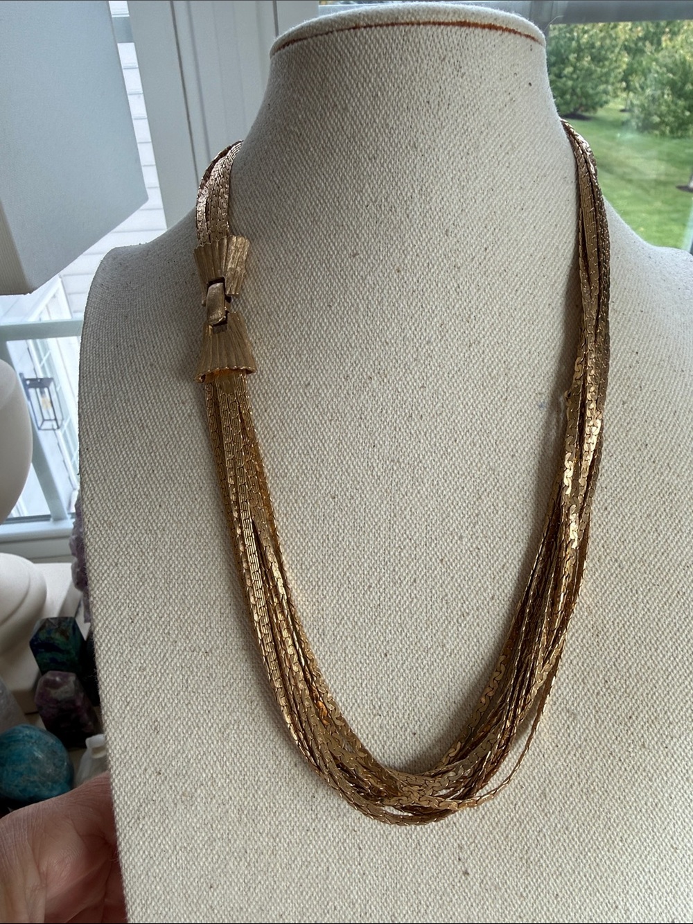 Gold Multi-Strand Textured Necklace - Elegant Women's Jewelry